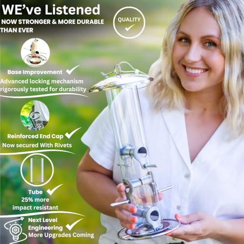 HEAVY DUTY stainless steel metal bird feeder, easy clean garden bird seed feeders hanging, bird feeders for small birds, bird feeders hanging for wild bird, hanging bird feeder for backyard BY PROVIDE