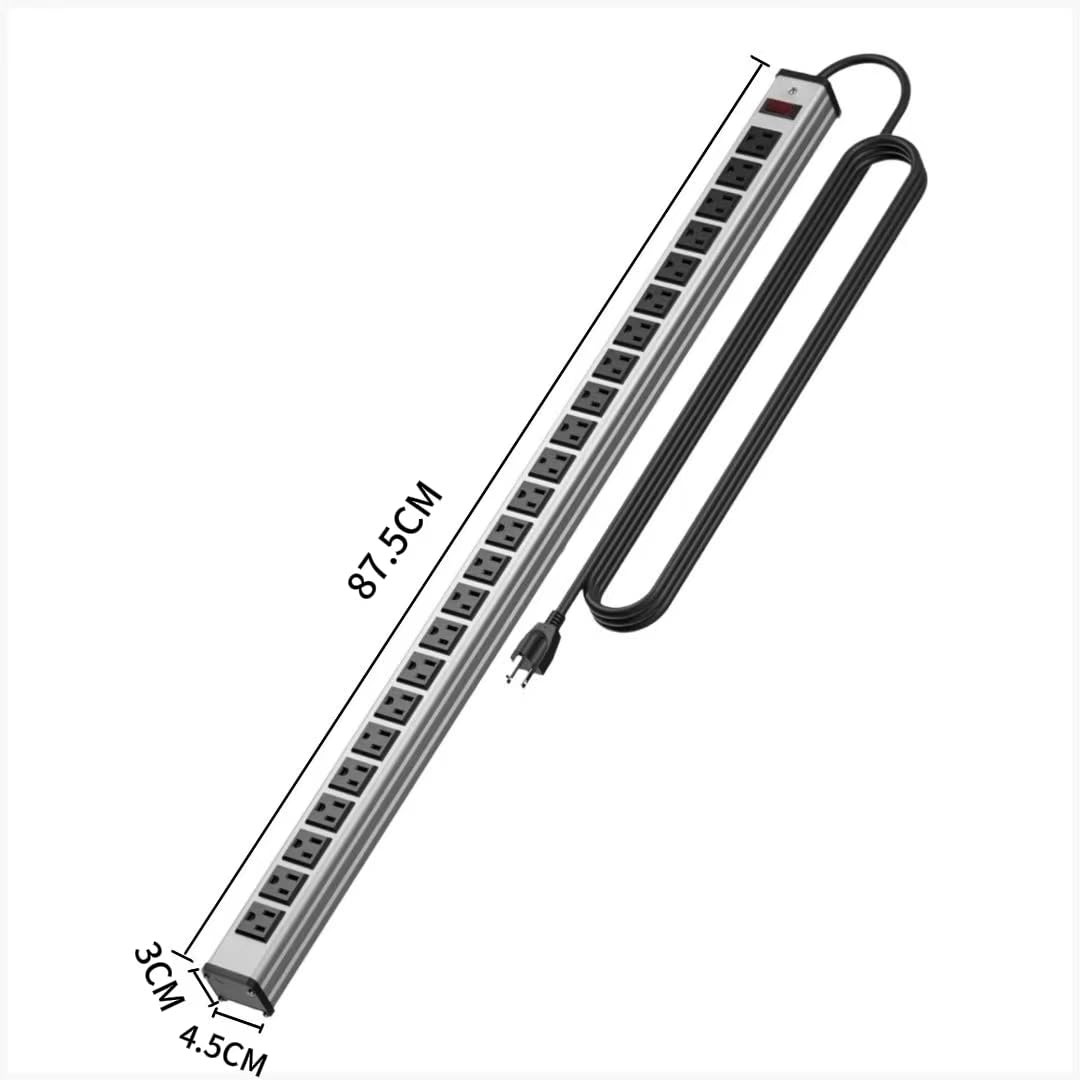20 Outlet Heavy Duty Metal Socket Power Strip,15-Foot Long Extension Cord with Circuit Breaker. Mounting Brackets Included,Workshop/Industrial use,ETL Certified