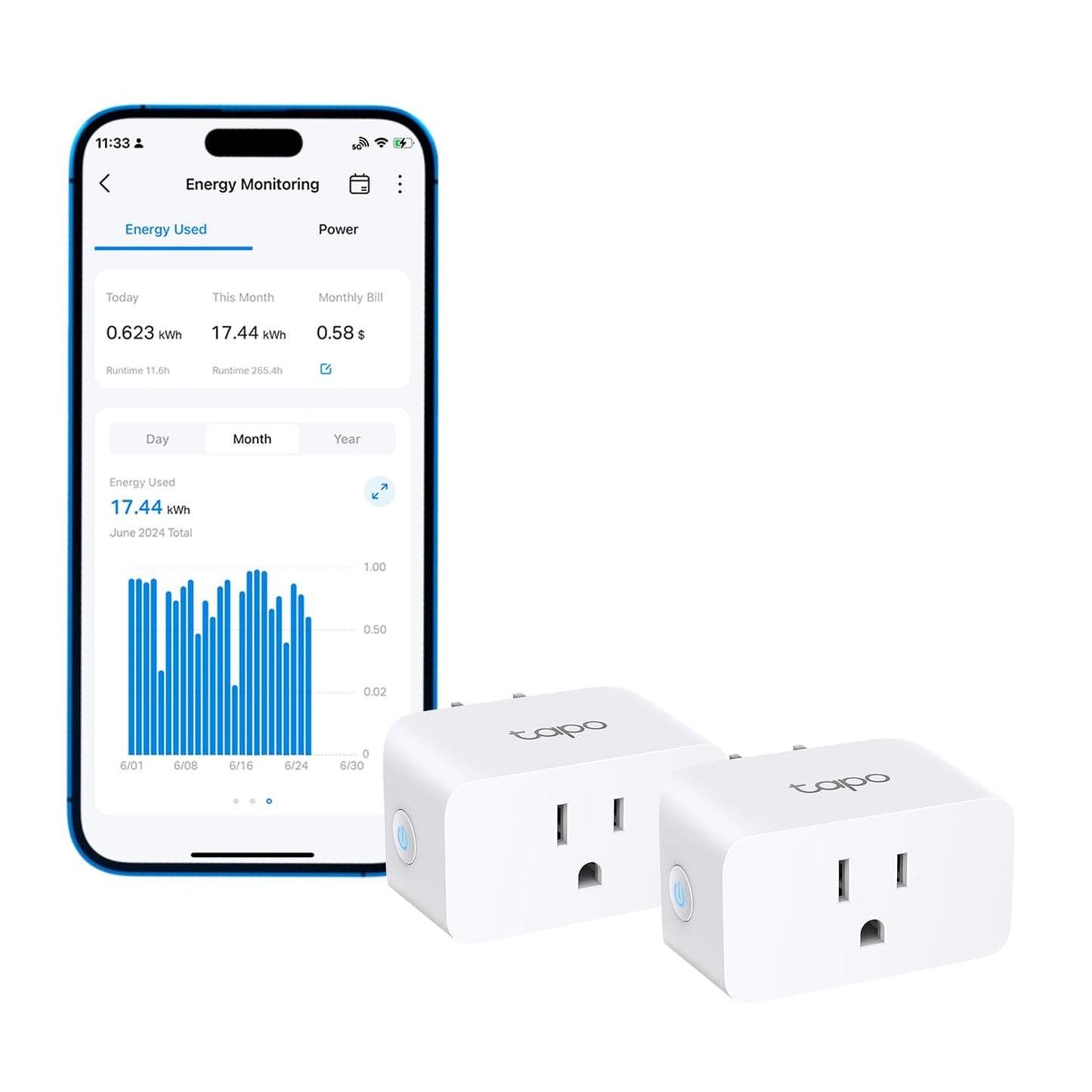 TP-Link 𝗧𝗮𝗽𝗼 Smart Plug Wi-Fi Mini, Energy Monitoring, Compatible with Alexa & Google Home & Samsung SmartThings, Timer, 15A/1800W Max, ETL Certified, 2.4G Wi-Fi Only, Tapo P115(4-Pack)
