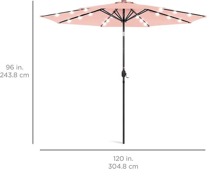Best Choice Products 10ft Solar Polyester LED Lighted Patio Umbrella w/Tilt Adjustment and UV-Resistant Fabric