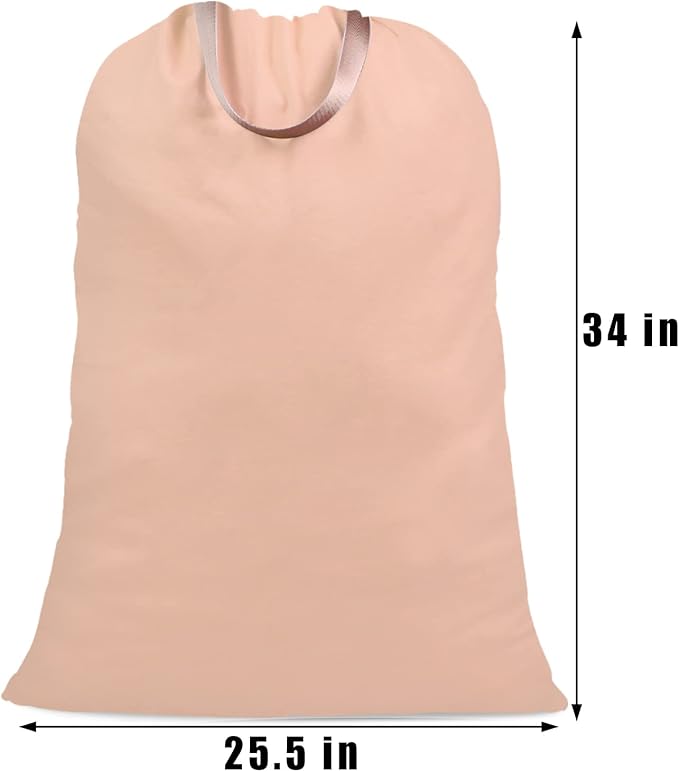 Cotton Canvas Laundry Bag with Handles & Drawstring Straps, Heavy Duty Extra