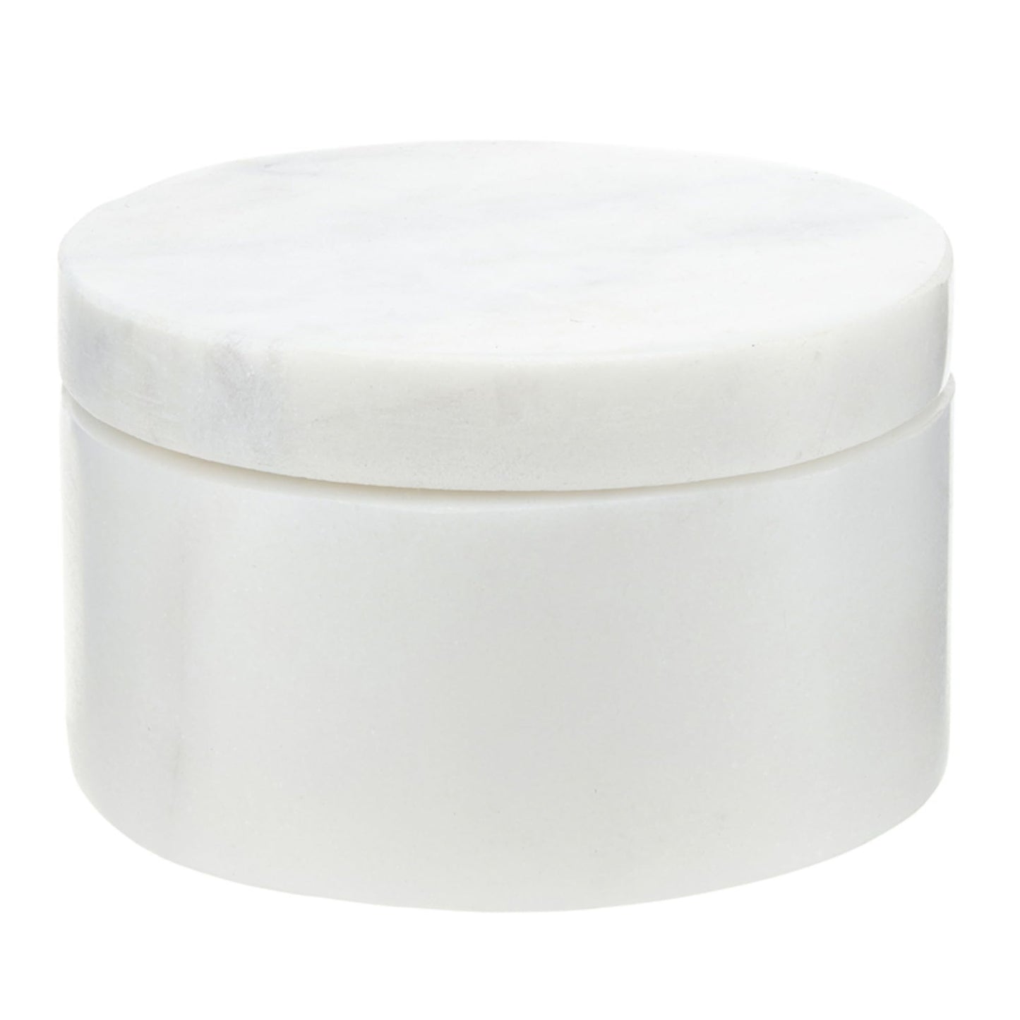Santa Barbara Design Studios Salt Cellar - Handcrafted Marble Salt Dish with Lid, 3" Diameter x 2" Tall, White Grey
