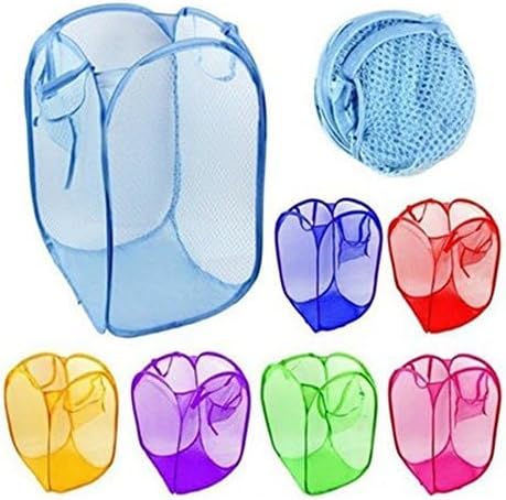 6pcs Foldable Pop Up Mesh Washing Laundry Basket Bag Bin Hamper Toy Tidy Storage