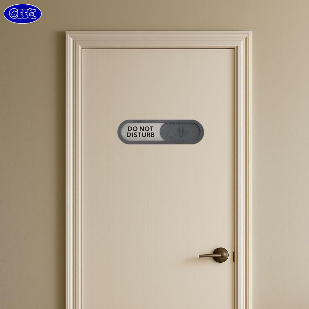 GEEKBEAR Do Not Disturb Welcome Slider Door Sign for Home Office - Premium MDF, 7.5 x 2.2 in (Brown)