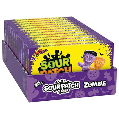 SOUR PATCH KIDS Zombie Orange & Purple Soft & Chewy Halloween Candy, Bulk Candy, 12 - 3.5 oz Trick or Treat Boxes