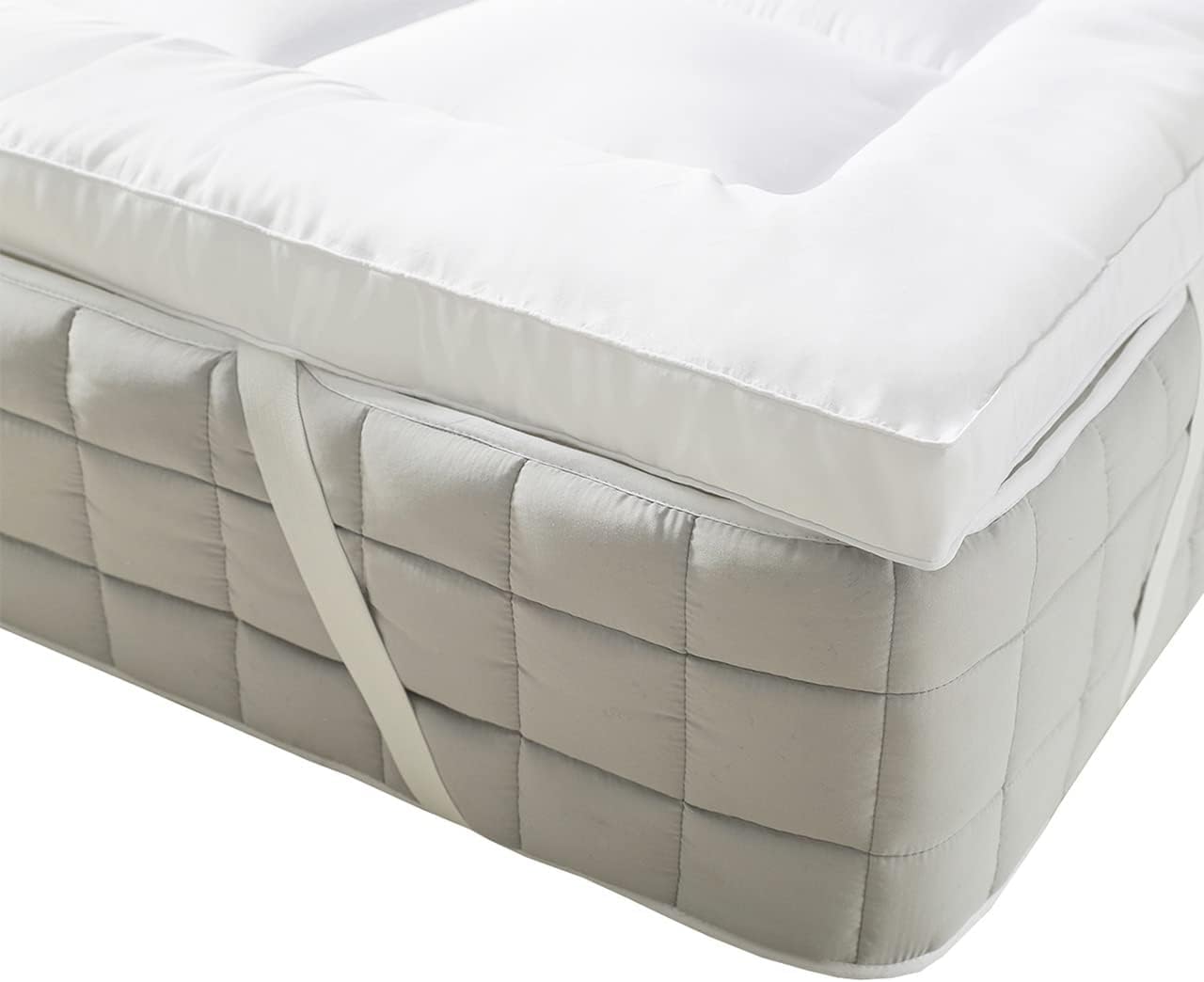 Plush Topper, Viscose Derived from Bamboo, Filled Mattress Topper, 2 Inches Thick Hypoallergenic Overfilled Down Alternative Anchor Bands Mattress Topper, Soft Cotton Shell, California-King