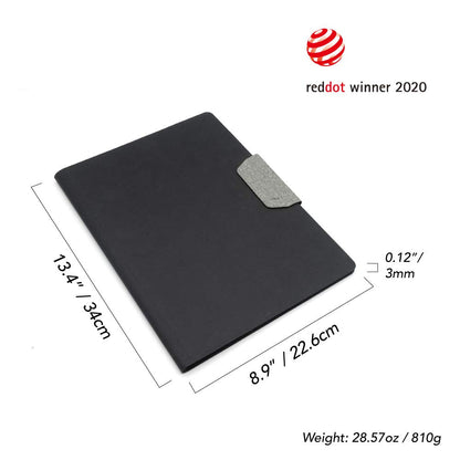 LHiDS Magnetic Business Portfolio Lite Resume Padfolio Organizer with Clipboard, Paper Clip, Writing Pad, Pen/Card Holder, Magnetic Closure for Work, School and More (Grey, A4/Letter)