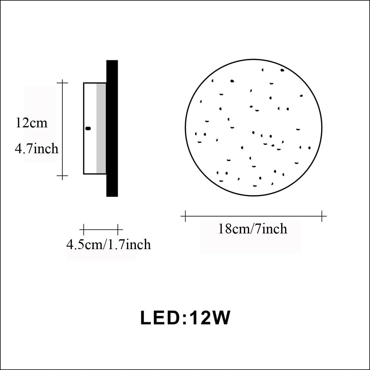 Black Wall Sconce Indoor,Hallway Sconces Wall Lighting Round,Led Cement Wall Lamp Hardwired,Minimalist Wall Mount Light Flat Design,Modern Sconces Lighting for Bedroom,Living Room,12w 3000k,Warm White