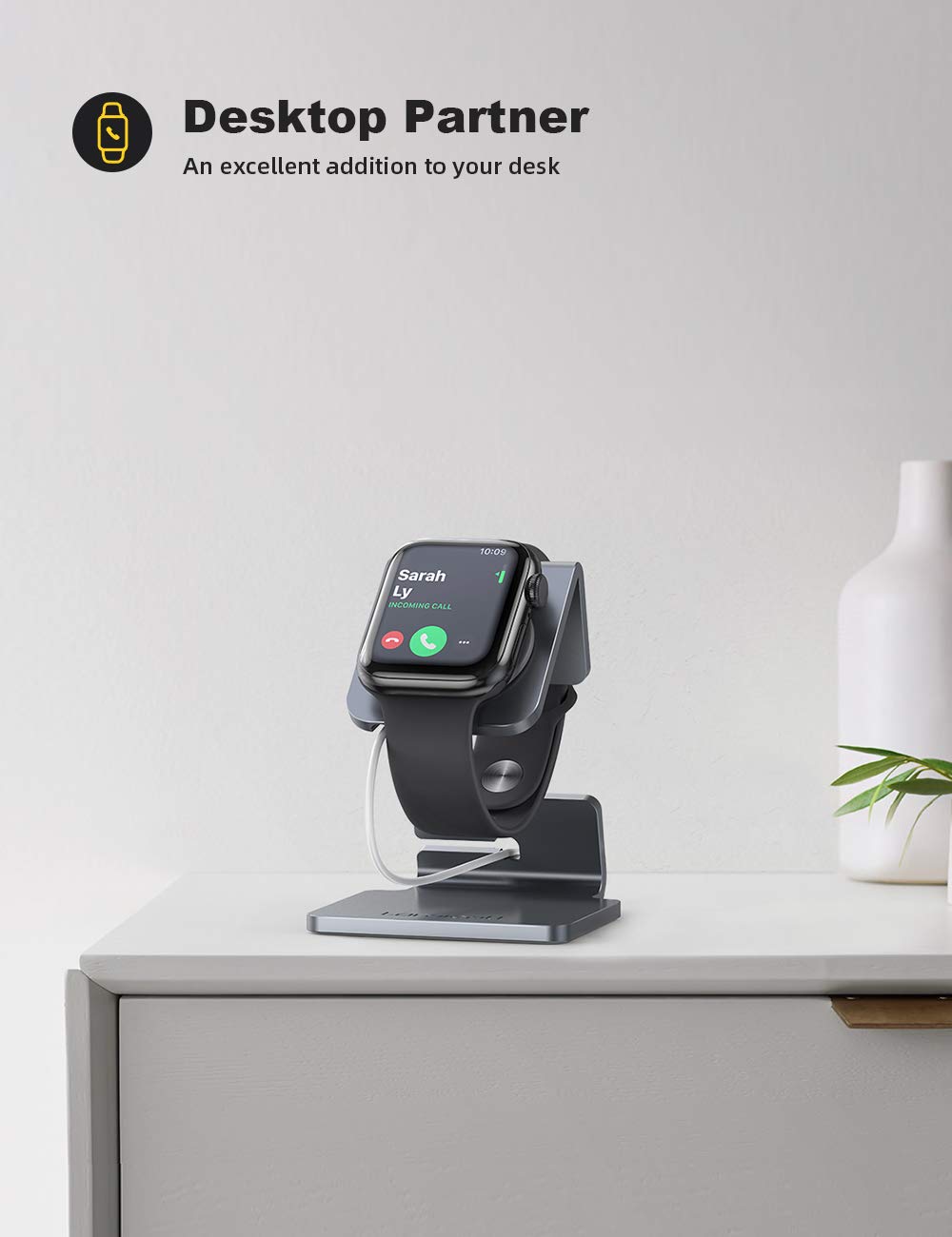 Lamicall Stand Suit for Apple Watch, Charging Stand : Desk Watch Stand Holder Charging Dock Station, Gift Compatible with Apple Watch Series SE 11/10/9/8/7/6/5/4/3/2/1, 44mm/42mm/40mm/38mm - Gary