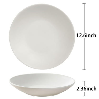 hjn White Ceramic Vase Bowl Decorative Planter - Minimalist Tabletop Vase for Dried Flowers, Succulents & Home Decor Accents -Shallow Plate-12.5''dx2.3''h
