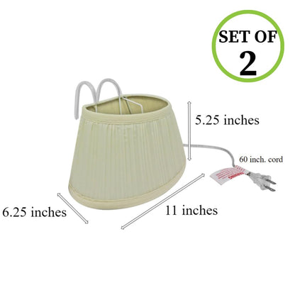 Evelots Bed Headboard Reading Lamp Book Light (2Pack) Soft Fabric Shade-Easy ON/OFF Pull Cord