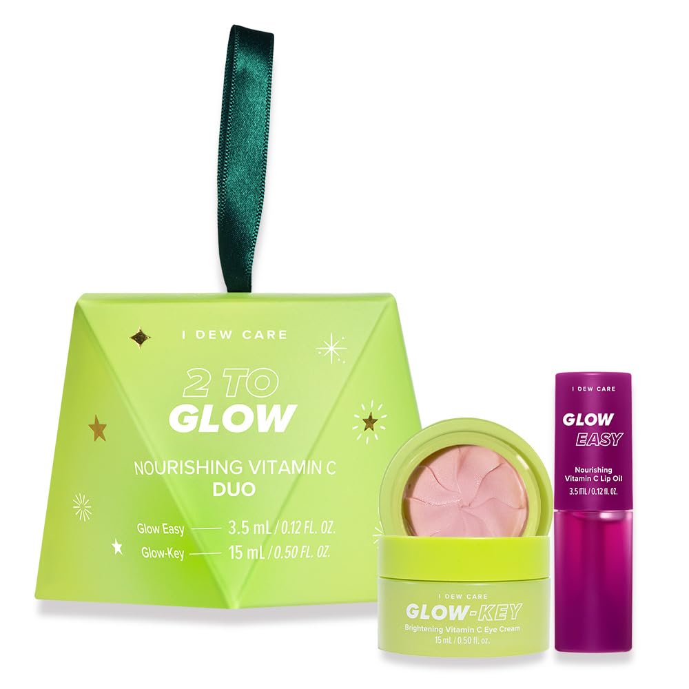 I DEW CARE Vitamin Eye Cream & Lip Oil set - 2 To Glow | Facial Treatment, Gift Box Included, Glass Skin Look, Korean Skincare, Nourishing, Dark Circles Reducer, Treatment with Hyaluronic Acid