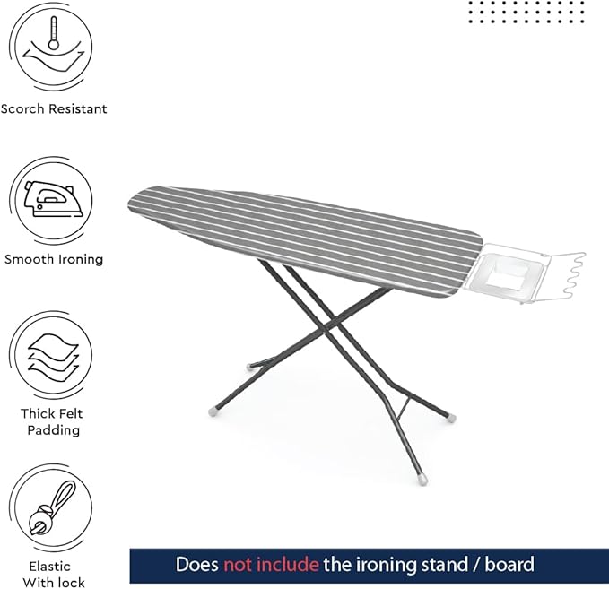 Encasa XO Ironing Board Cover and Pad 54"x15" - 4mm Felt Large Iron Board Cover