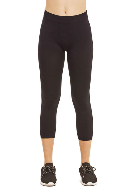 Sofra Leggings - Ladies Polyester Capri Leggings (Black)