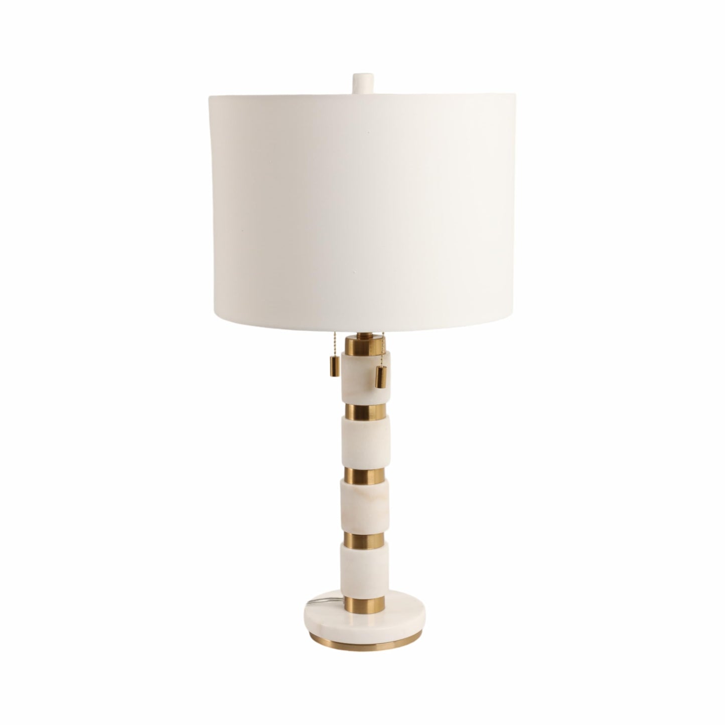 Sagebrook Home 27x14 Stacked Marble Lamp With 2 Pulls, White