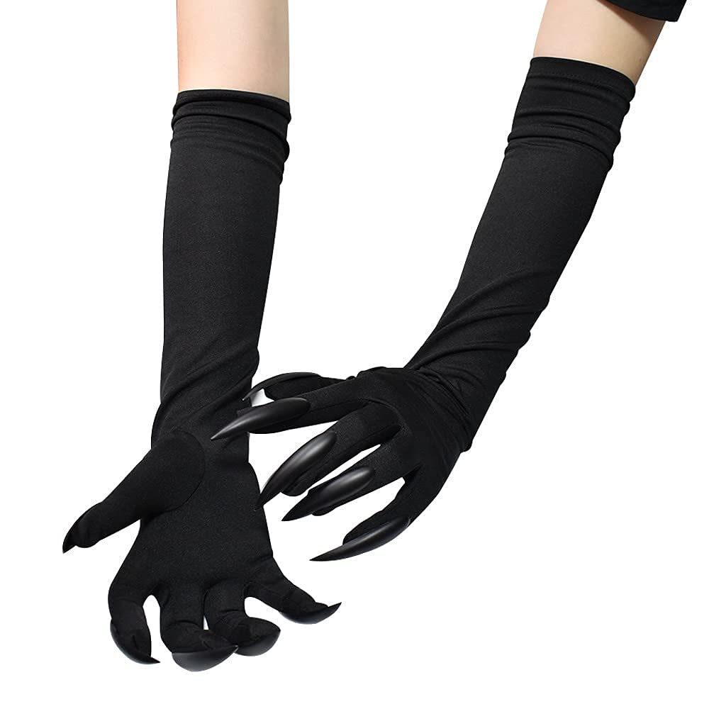 Halloween Costume Paw Gloves Long Fingernails Black Party Gloves Cat Claws Halloween Prop Wolf Claws Glove Cosplay Costume