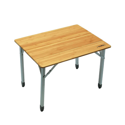 Camco Bamboo Folding Camping Table with Aluminum Legs - Natural Bamboo Top Measures 25 ½ x 19 ¾-inches & Supports Up to 85lbs - Lightweight for Added Portability & Includes Storage Bag (51895)