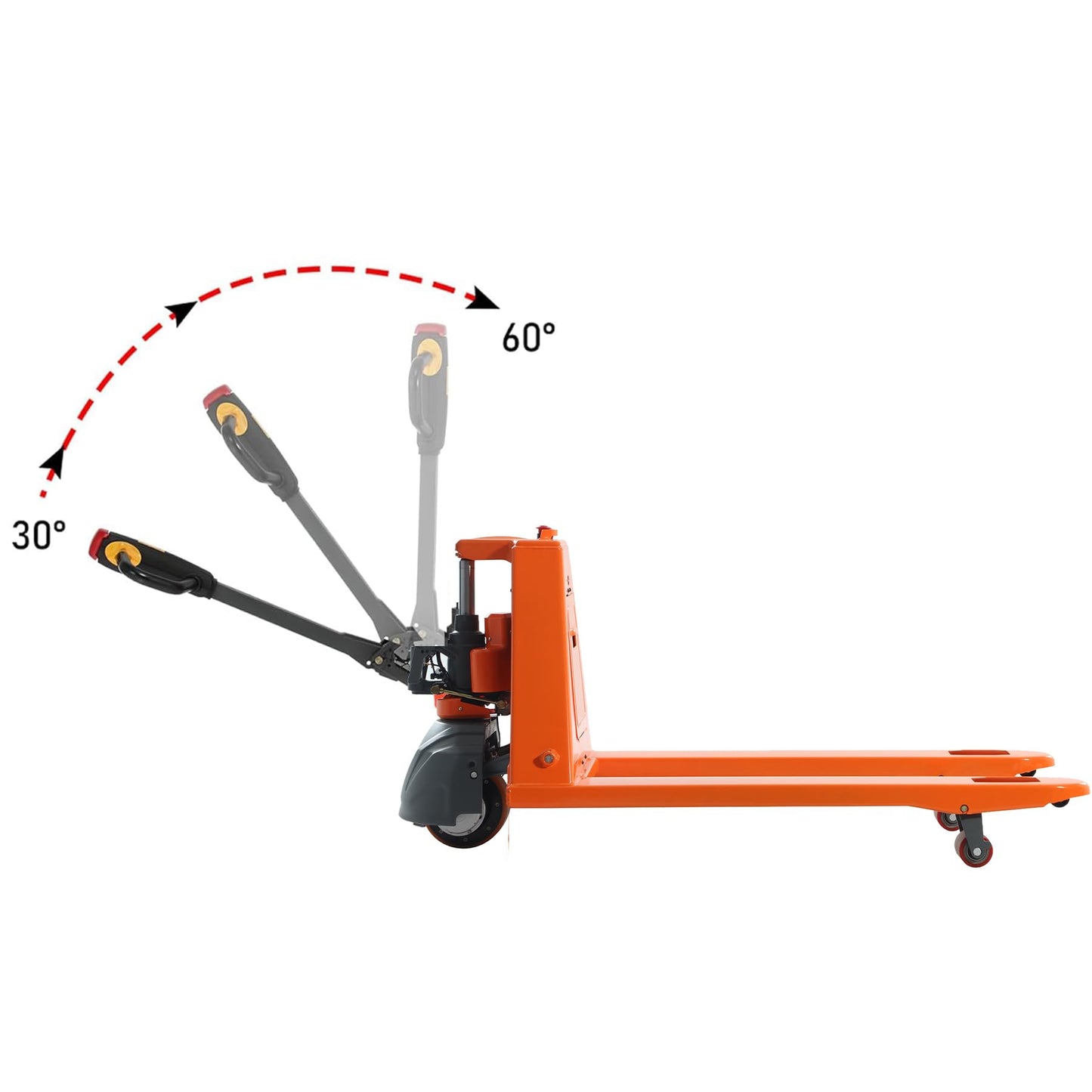 Full Electric Pallet Jack 3300Lbs Capacity, Lithium Powered Pallet Truck 48" x27" Fork Size, Walkie Pallet Lift Trucks for Factory, Warehouse, Supermarket, Multifunctional Handle with Extra Battery