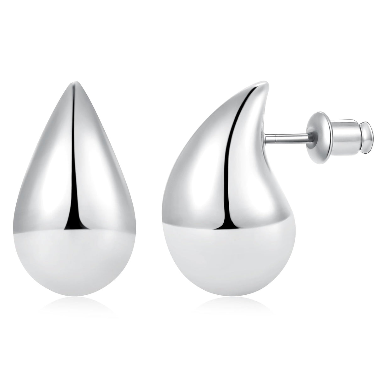 Gacimy Silver Tone Teardrop Earrings Dupes for Women, Chunky Drop Earrings for Women with 925 Sterling Silver Post, 0.7 Inches