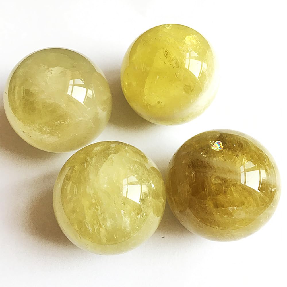1.57-1.97inch/4-5cm Natural Citrine Crystal Ball, Hand Polished Yellow Quartz Sphere, Reiki Healing Crystal Sphere, Energy Balancing Stone Crafts, Feng Shui Home Desktop Ornament, Decorative Gift