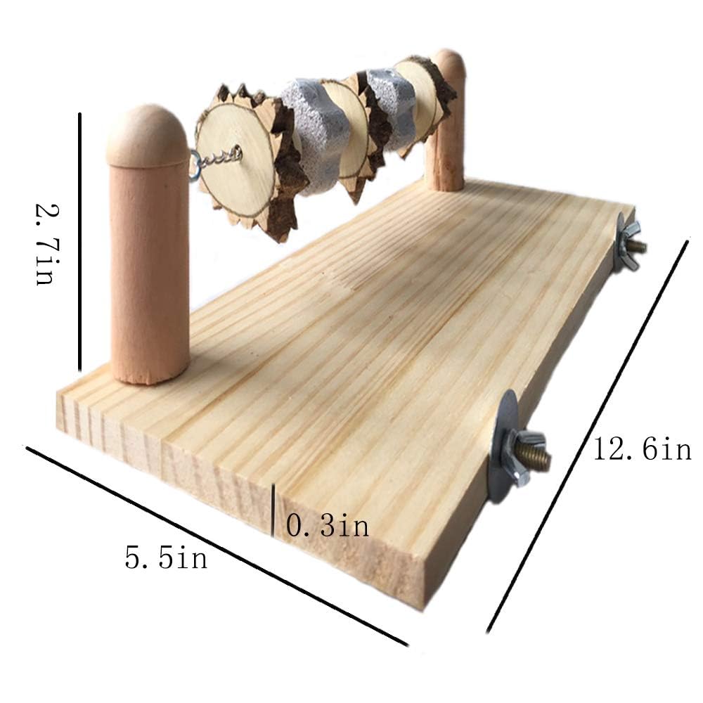 kathson Hamster Wood ledges Platform, Wooden Chinchilla Ledges Platform with Lava Ledge Blocks Chew Toys Pet Cage Resting Wooden Shelf Chinchilla Cage Accessories for Hamster Guinea-Pigs Mouse