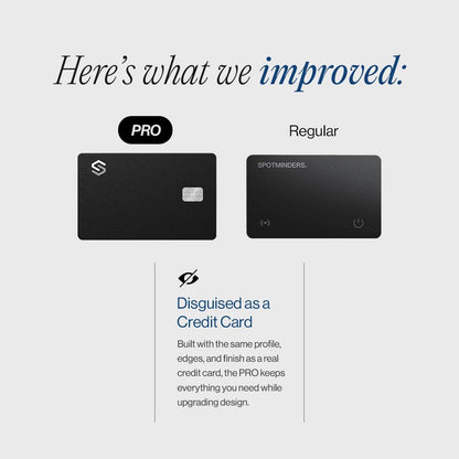 SPOTMINDERS Apple MFi Certified Wallet Tracker PRO for Travel Credit Card Design Works with Apple Find My IP68 Waterproof Rechargeable Tracking Card for Wallet Luggage Passport 0.07in Slim Item Finder