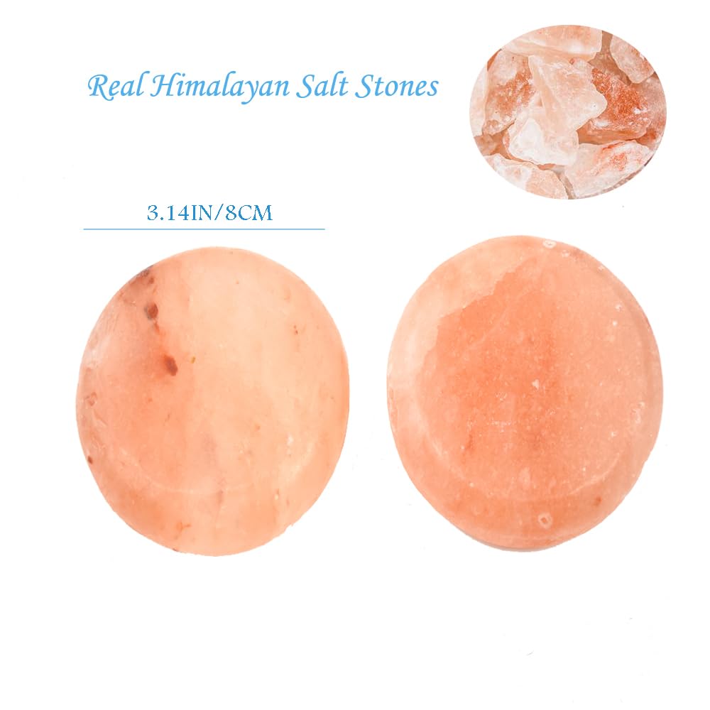 QYLHH 2 Pcs Himalayan Salt Hot Massage Stones Cold Stones Set Warm Rocks Kit for Facial SPA 3.14 * 3.14in