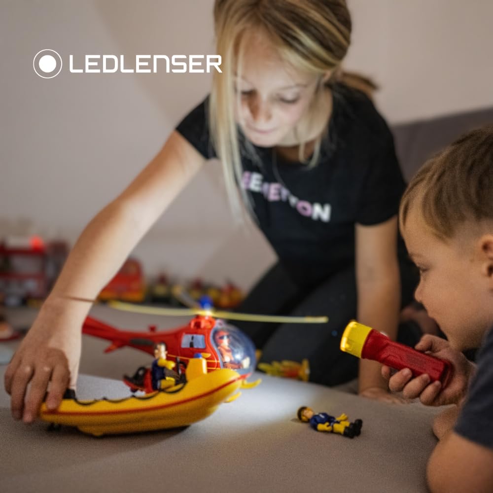 Ledlenser KidBEAM4 Kids Torch, 4 Colour LED AAA Battery Fireman Flashlight, Lightweight 72g, Inc Pocket Clip, Auto Shut Off Feature, Excellent for Reading, Camping & Night Time Fun, Gift for Children