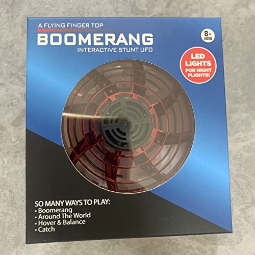 Flying Spinner Toys, Hand Controlled Mini Drone, RGB Light Fidget Boomerang Spinner, 360 Rotating Fly UFO Spin Drone, Flying Space Toys Gift For Kids Adults Outdoor Indoor (Red)