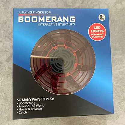 Flying Spinner Toys, Hand Controlled Mini Drone, RGB Light Fidget Boomerang Spinner, 360 Rotating Fly UFO Spin Drone, Flying Space Toys Gift For Kids Adults Outdoor Indoor (Red)