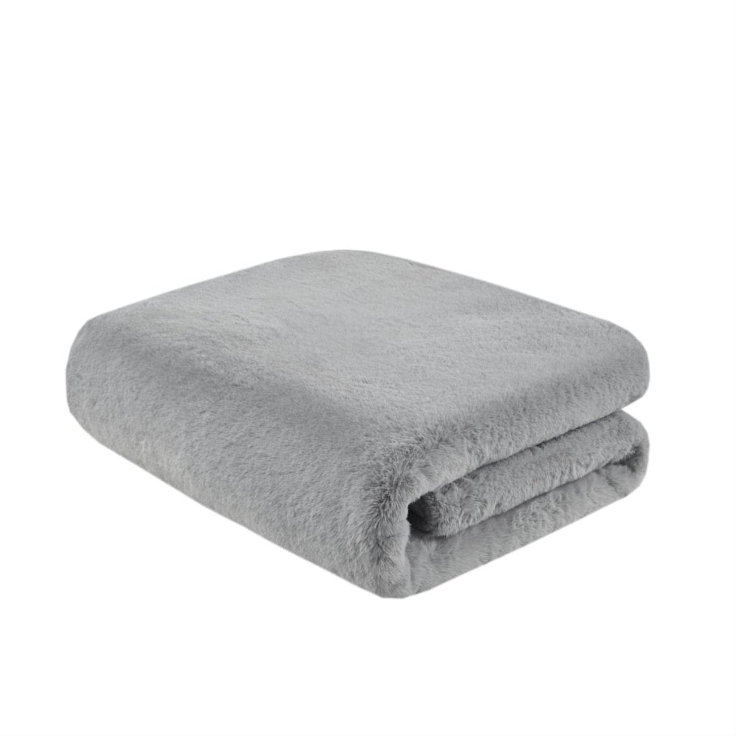 Madison Park Reversible Faux Fur Throw Blanket for Winter, Premium Warm Fuzzy Cover, Luxuriously Soft Velvet Texture Reverse, Cozy for Lounging on Couch, Sofa Ideal for Home Office, 50x60 Grey