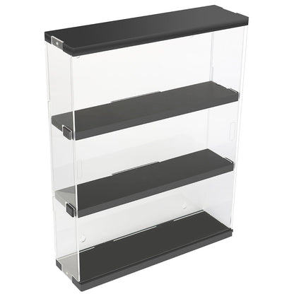 DuvinDD Acrylic Display Case for Collectibles, Wall Mounted Funko POP Shelves, Clear Figure Display Case with Sliding Door, Dustproof Hot Wheels Storage Box, Black(11.8x3.3x14.8inch)