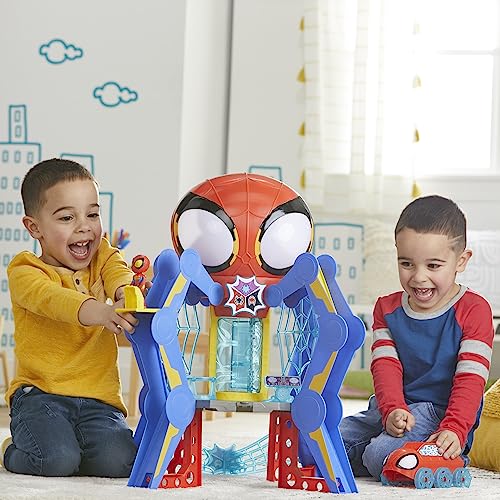 Spidey and His Amazing Friends Web-Spinners Web-Quarters, Kids Playset with Action Figure, Vehicle, and Accessories, Marvel Super Hero Toys, Ages 3 and Up