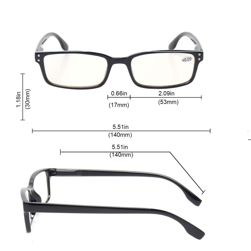 Kerecsen Computer Glasses 2 Pair UV Protection, Anti Blue Rays, Anti Glare and Scratch Resistant Computer Reading Glasses (Black, 0.00, multiplier_x)