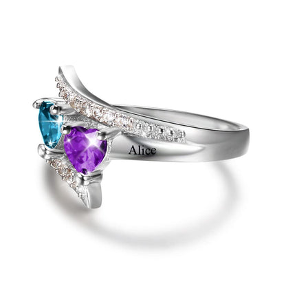 Lam Hub Fong Personalized Mothers Day Gifts Birthstone Rings for Women Mother Daughter Promise Rings for Her Custom Engagement Name Rings for Her Girlfriend Wife (2 Birthstones-1, 10)
