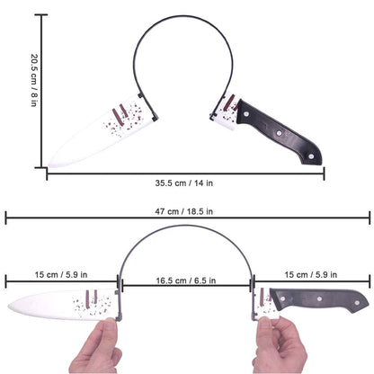 Rotumaty Halloween Scary Costume Accessories Bloody Headband (Bloody Knife/Syringe/Scissors) Funny Headwear Through Head Toys (Knife)