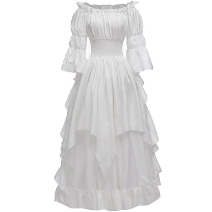 Abaowedding Women's Gothic Witch Dress Medieval Renaissance Costume Victorian Dress White Small/Medium