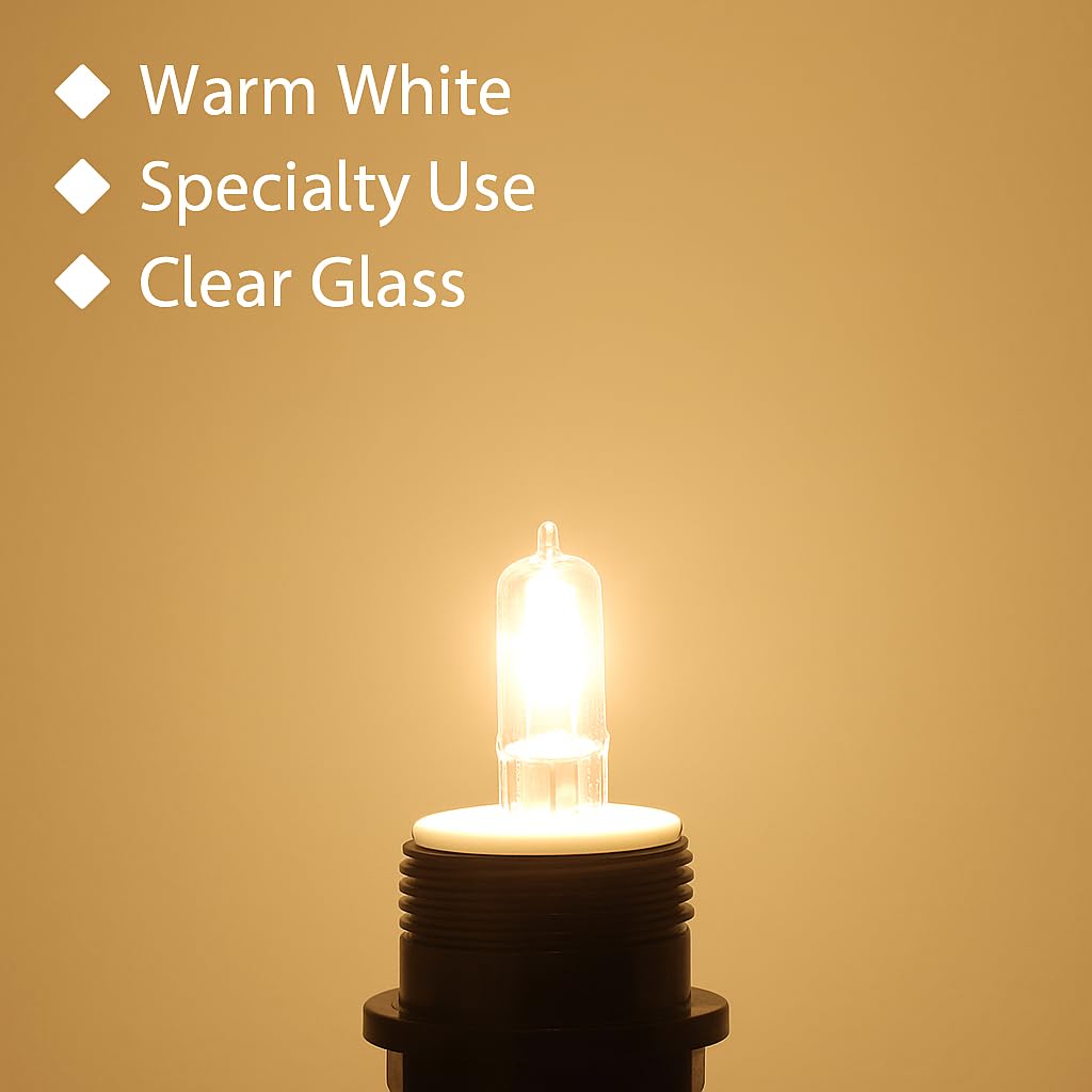 Comyan JDE11 75W Halogen Bulb, E11 Mini Candelabra Base, 1050 Lumens, Quartz Glass, 4-Pack