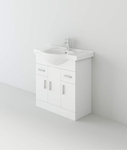 VeeBath Linx 1250 Vanity Unit Furniture Set, Wash Basin Bathroom Sink, WC, Toilet Pan, Soft Close, Quick Release Toilet Seat with Concealed Cistern-White (Flat Pack)