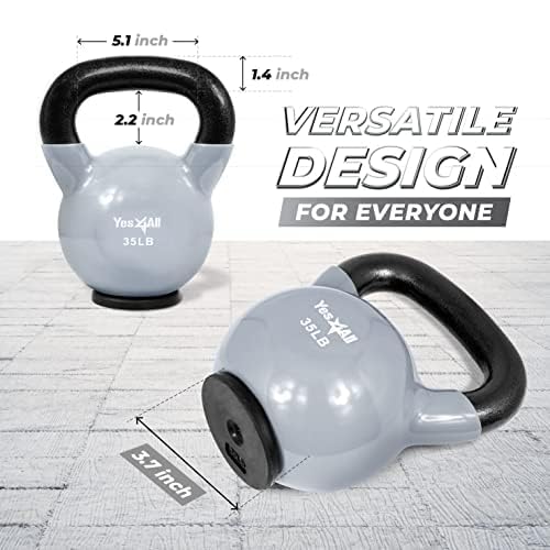 Yes4All Kettlebells Rubber Base, Kettlebell Set for Women, Strength Training Kettlebells Weights (10-65 lbs)