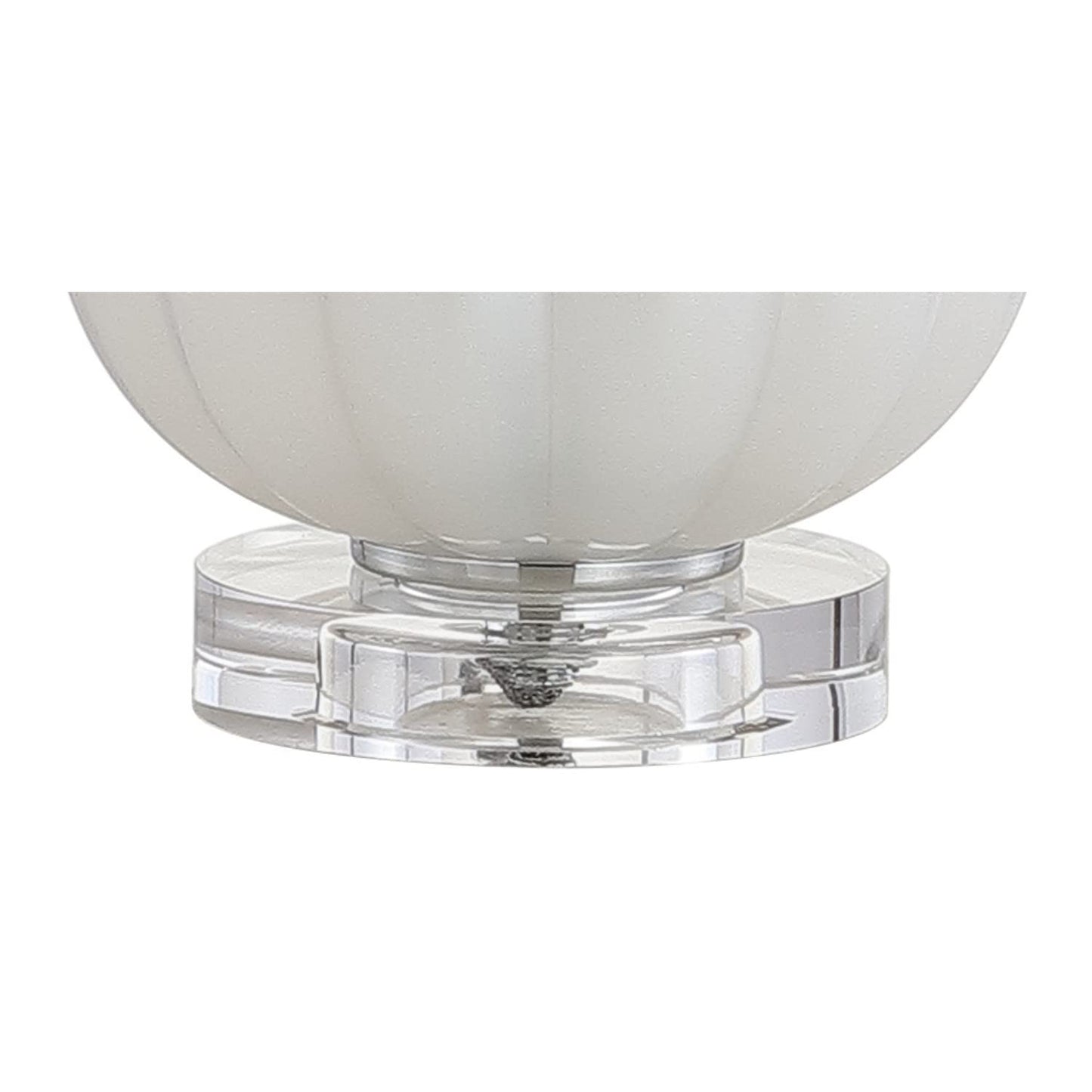 JONATHAN Y 17.5" White/Chrome Glass Table Lamp, Modern Crystal Bedside Lamp for Bedroom Living Room Nightstand, Glam Ribbed Accent Lamp, White Faux Silk Shade, LED Bulb JYL2076A