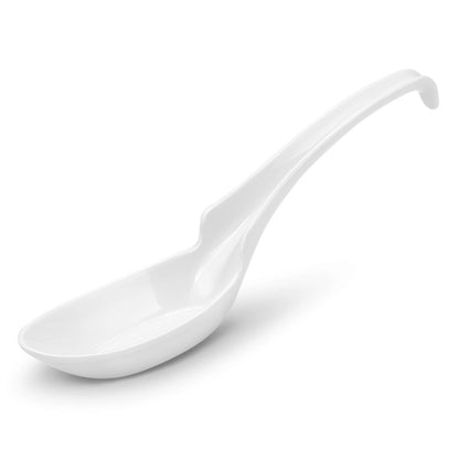 Hiware 12-piece Asian Soup Spoons, Rice Spoons, Chinese Won Ton Soup Spoon - Notch and Hook Style, White