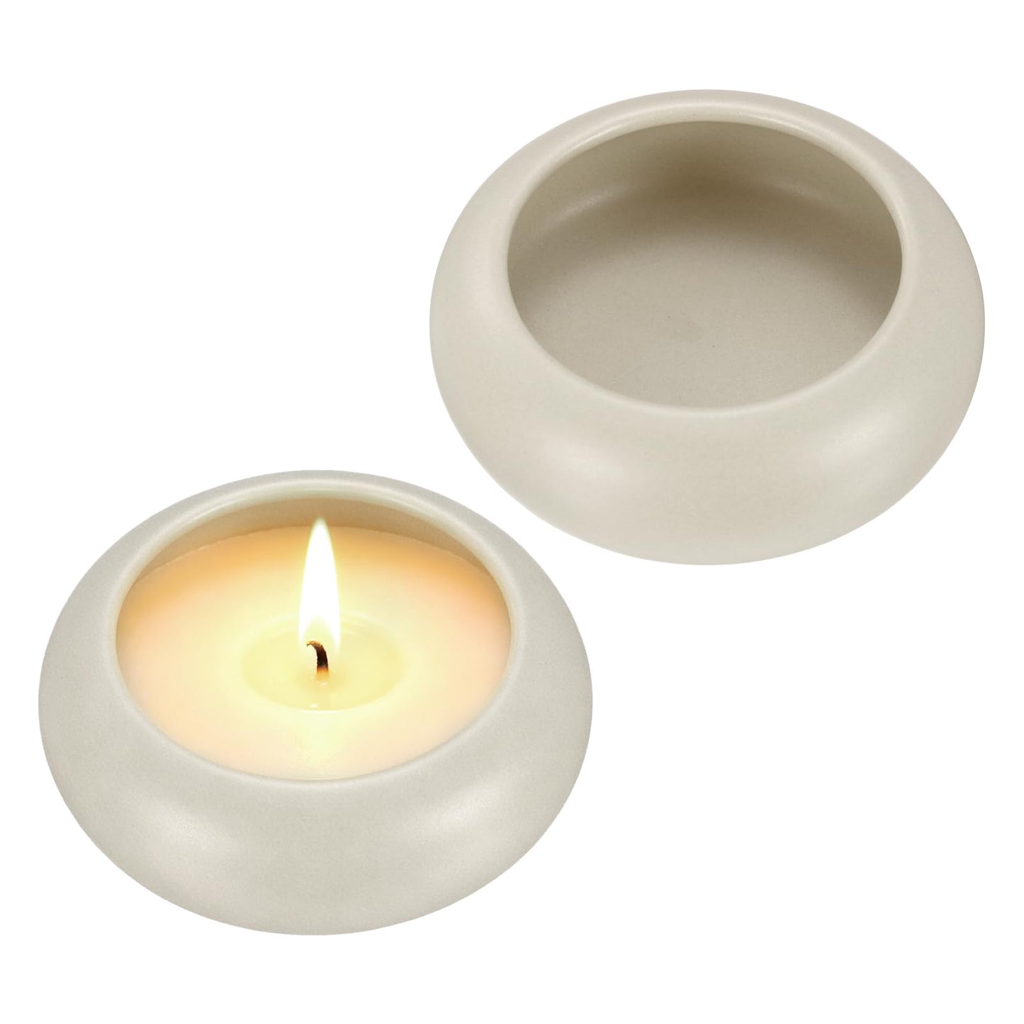 uxcell 2Pcs Pebble Tea Light Candle Holder, 1.2" Height Tealight Candle Holder Handcrafted Ceramic Decorative Calming Home Decor Accent for Table Centerpiece Wedding, Gray