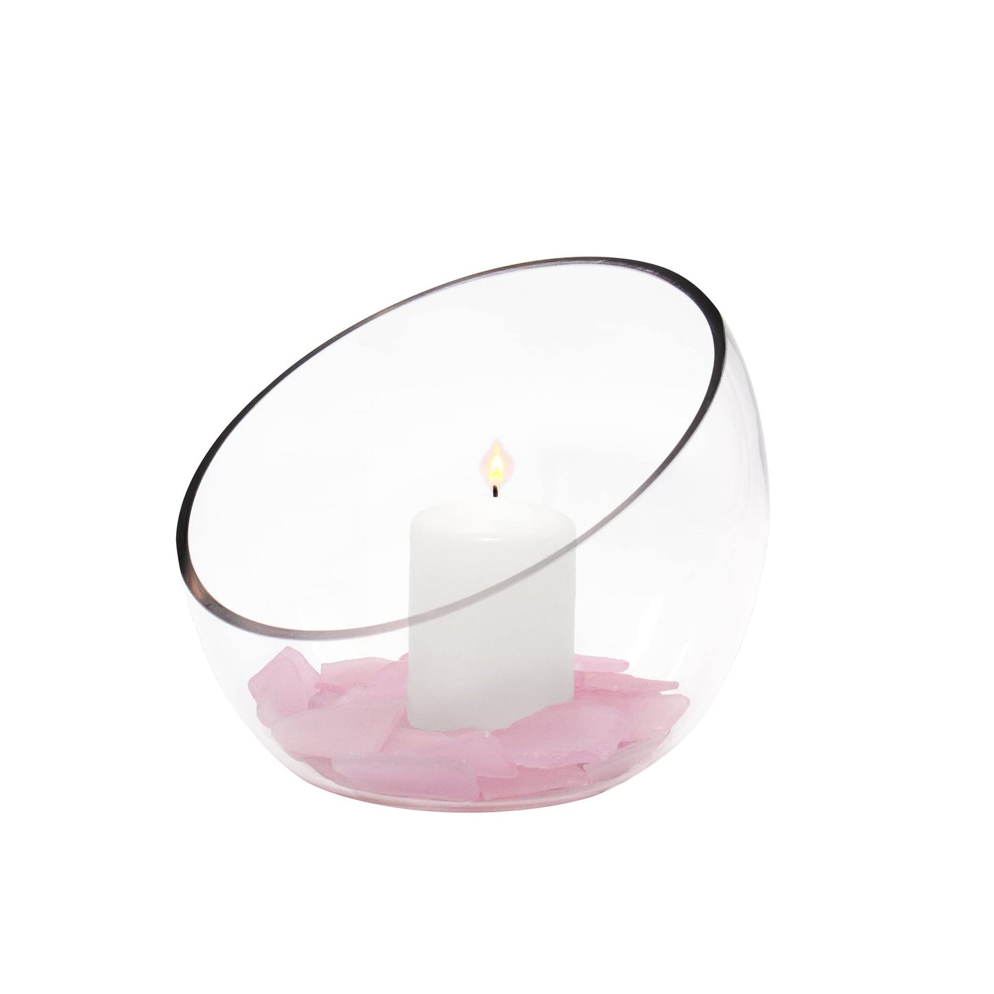 CYS EXCEL Glass Slant Cut Bubble Bowl (H-6" W-7") Clear Flower Vase Globe Bowl Terrarium Round Planter Decorative Centerpiece