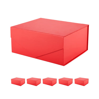 PACKHOME Mothers Day 6 Gift Boxes 9x6.5x3.8 Inches, Rectangle Collapsible Boxes with Magnetic Lids for Gift Packaging (Matte Red, Grain Texture)