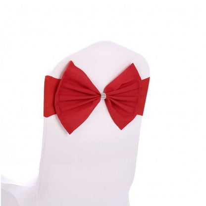 Fvstar 10pcs Red Chair Sashes Elastic Spandex Wedding Chair Bows Decorative Party Elegant Chairs Ribbons Tie Bands for Birthday Baby Shower Event Trade Show Decorations