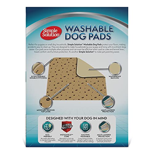 Simple Solution Washable Training and Travel Dog Pads, Re-usable Dog Pee Pad, Absorbent and Odour Controlling Medium - Pack of 2