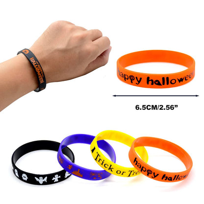 VKTEN 48Pcs Halloween Party Favors Halloween Slap Bracelets Rubber Wristbands Assorted Gifts for Kids - Trick or Treat Toys, Halloween Bag Stuffers Goody Bag Fillers Classroom Prizes