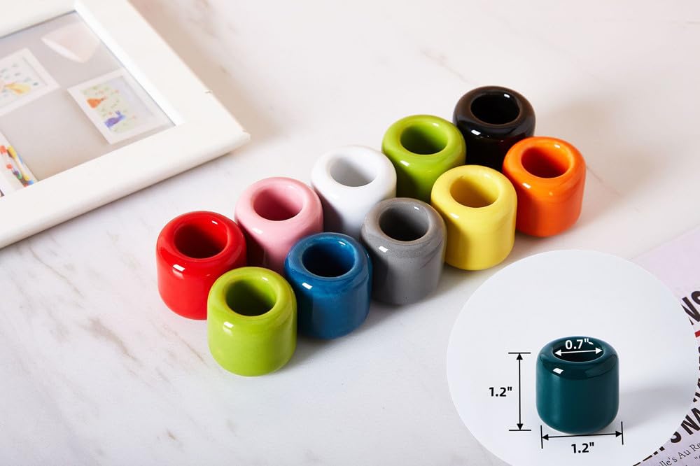 10 Pcs Ceramic Chime Candle Holders, 0.7 Inch Diameter, Home Small Candle Holders for Casting Chimes, Rituals, Spells, Vigil, Wiccan Supplies & More (Ceramics, Multicolor)