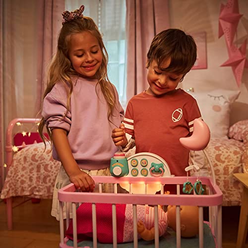 Nenuco - Good sleep cradle, interactive cot with lights and sounds, with a soft body doll for the youngest children and accessories such as bottle and soother, Famosa (700017203)